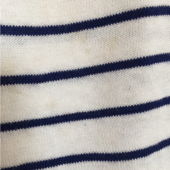 VINTAGE JAMIE S CASUALS Sweater Tank Embroidered White Navy Blue Stripes Medium - Picture 7 of 12